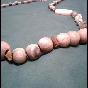 Long Rustic Bead and Stone Necklace